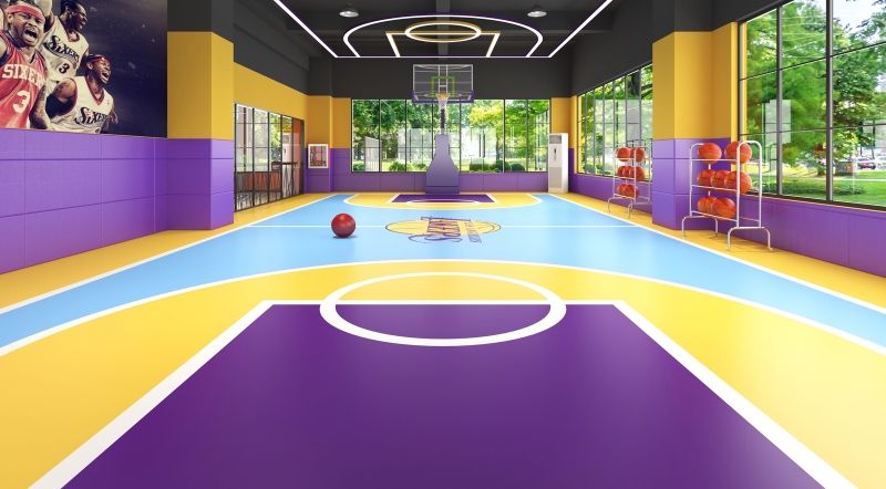 Plastic flooring for basketball court