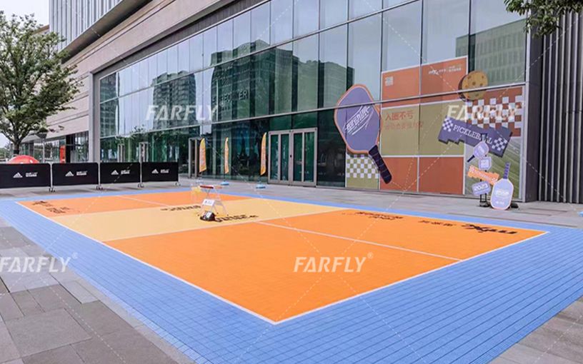 560sqm outdoor Portable locking flooring in 2024 at Pickleball club at the mixc mall, Ningbo